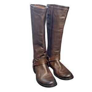 Frye Boots Womens 7.5 Brown Harness Tall Phillip  Leather Riding Classic Work